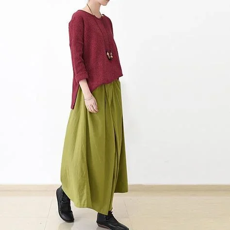 fall green maxi skirt long linen skirts oversize