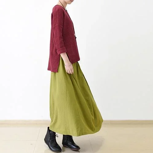 2016-fall-green-maxi-skirt-long-linen-skirts-oversize