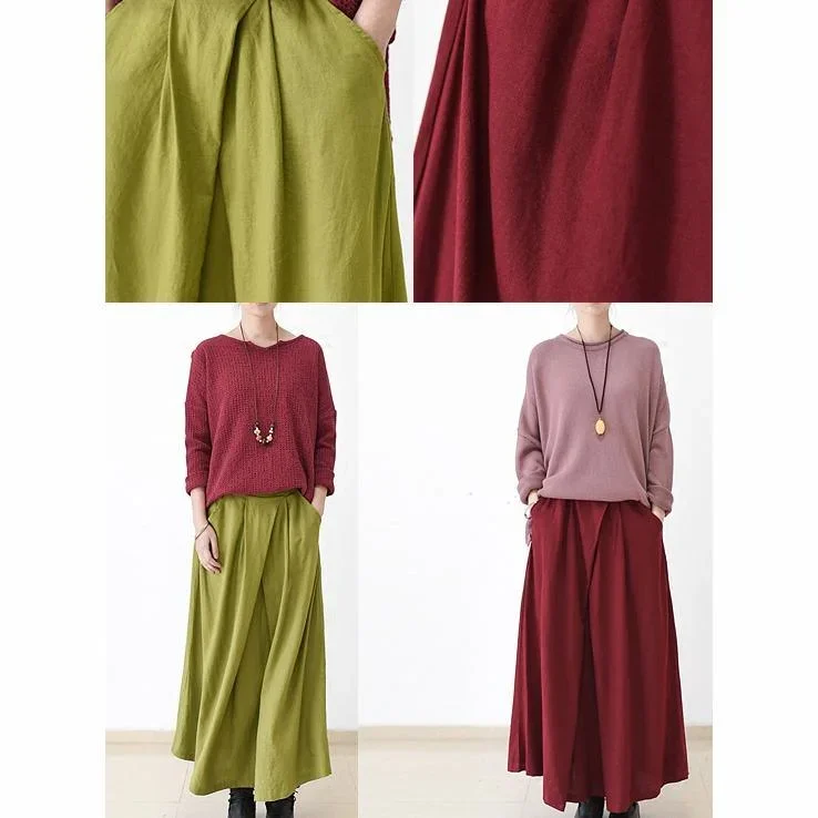 2016-fall-green-maxi-skirt-long-linen-skirts-oversize