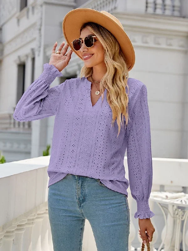 2022-new-solid-blouses-for-women-fashion-hollow-out-v-neck-long-sleeve-elegant-office-work-ladies-shirt-tops-casual-blouse