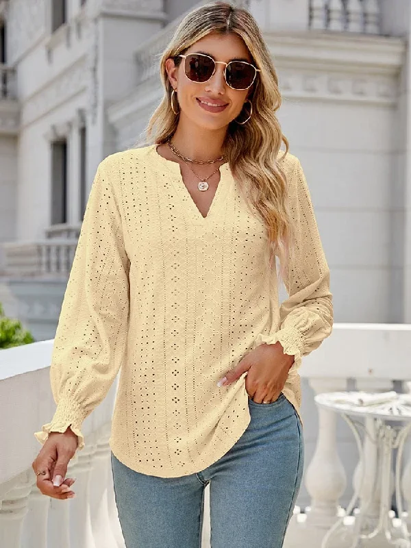 2022-new-solid-blouses-for-women-fashion-hollow-out-v-neck-long-sleeve-elegant-office-work-ladies-shirt-tops-casual-blouse