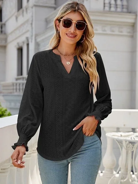 2022-new-solid-blouses-for-women-fashion-hollow-out-v-neck-long-sleeve-elegant-office-work-ladies-shirt-tops-casual-blouse