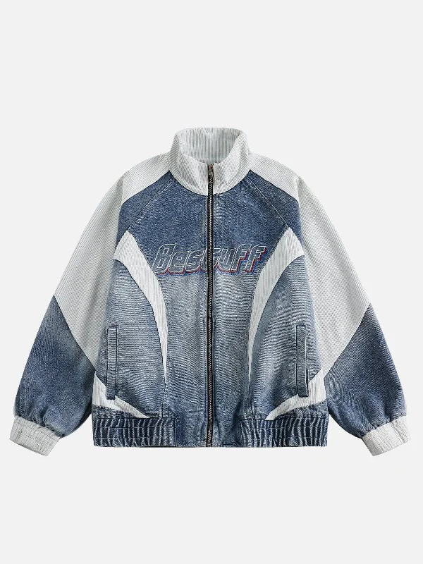 Aelfric Eden Corduroy Patchwork Denim Racing Jacket