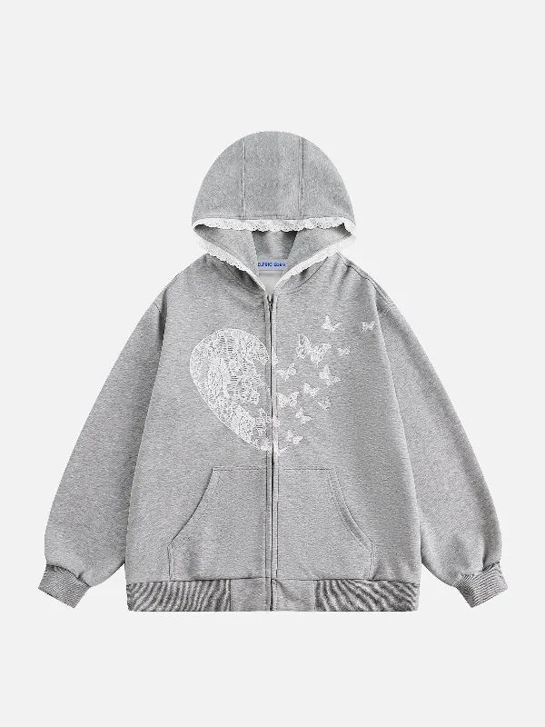 Aelfric Eden Lace Heart Butterfly Hoodie