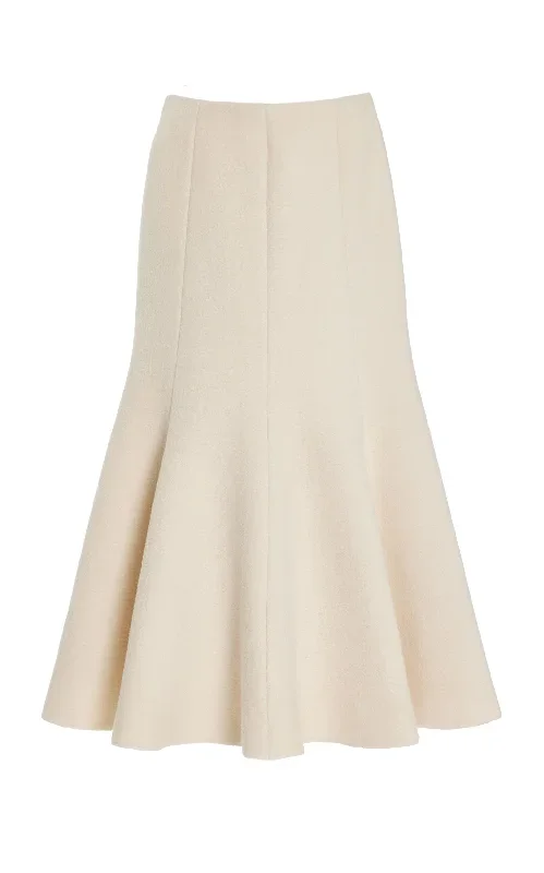 Amy Skirt in Ivory Double-Face Recycled Cashmere Felt