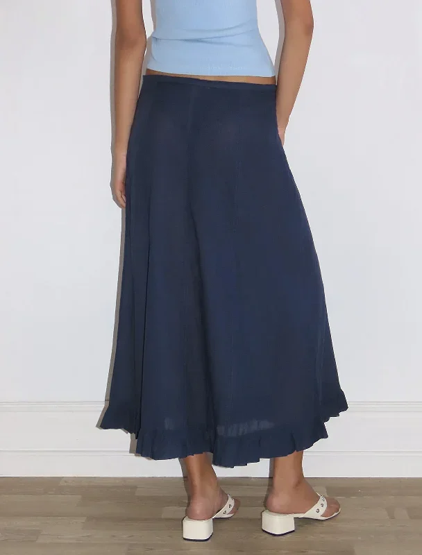 andolini-long-flare-low-waist-skirt-voile-stitching-navy