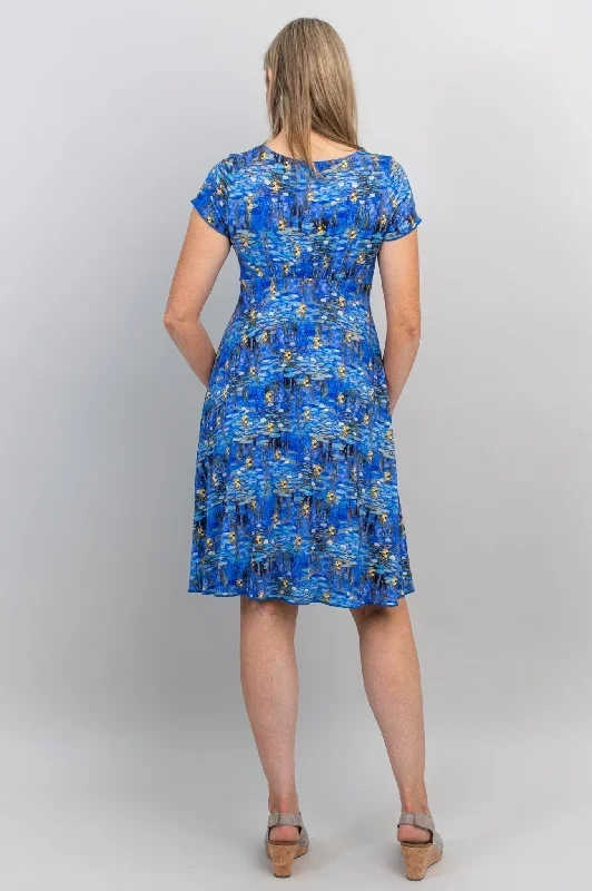 aurora-short-sleeve-dress-blue-waterlilies-bamboo