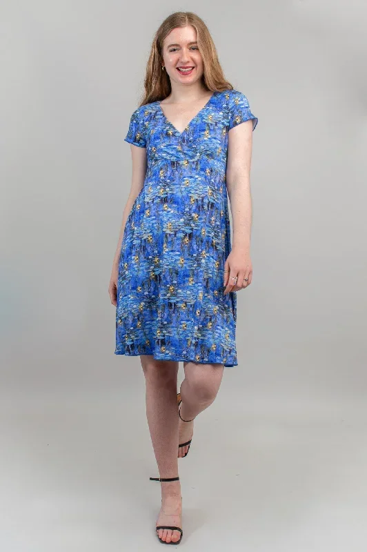 aurora-short-sleeve-dress-blue-waterlilies-bamboo