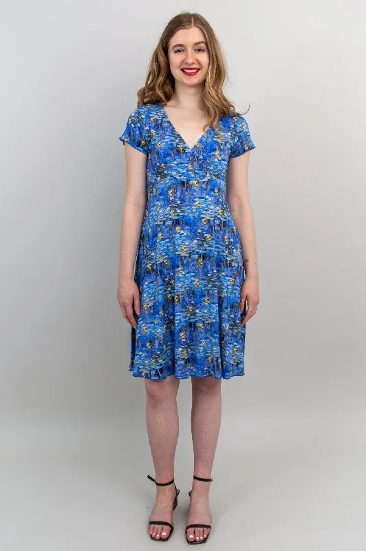 aurora-short-sleeve-dress-blue-waterlilies-bamboo