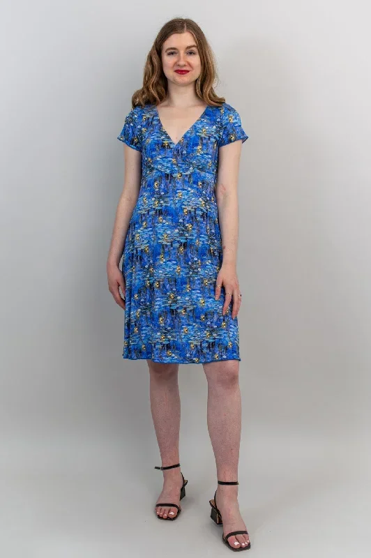 aurora-short-sleeve-dress-blue-waterlilies-bamboo