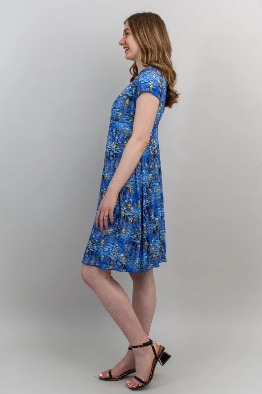 aurora-short-sleeve-dress-blue-waterlilies-bamboo