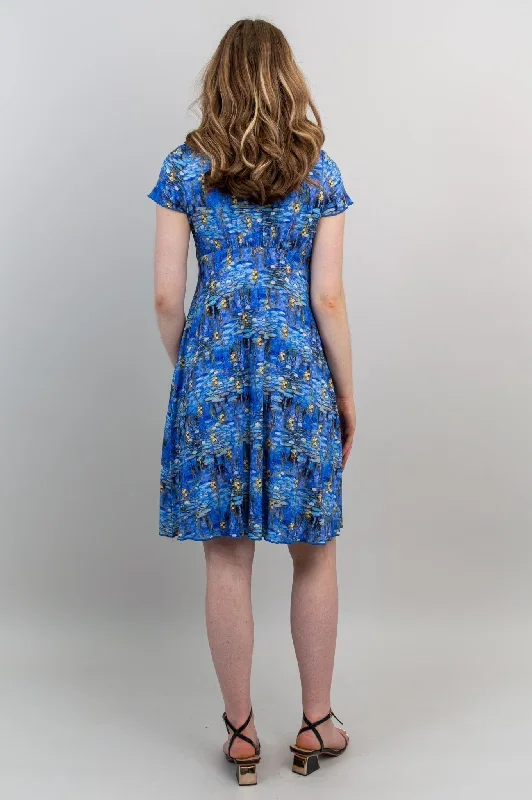 aurora-short-sleeve-dress-blue-waterlilies-bamboo