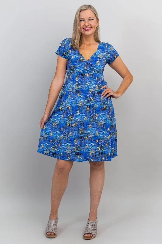 aurora-short-sleeve-dress-blue-waterlilies-bamboo