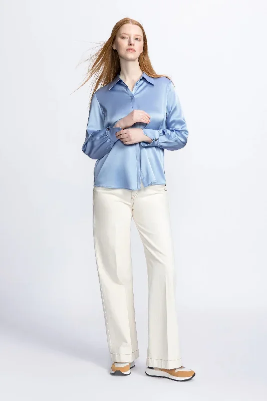 baby blue silk blouse 