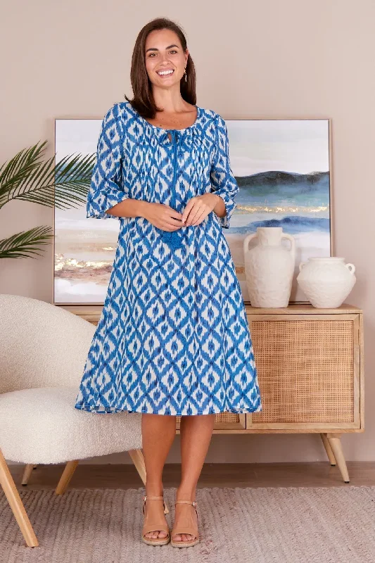 bethany-cotton-dress-blue-ikat-print