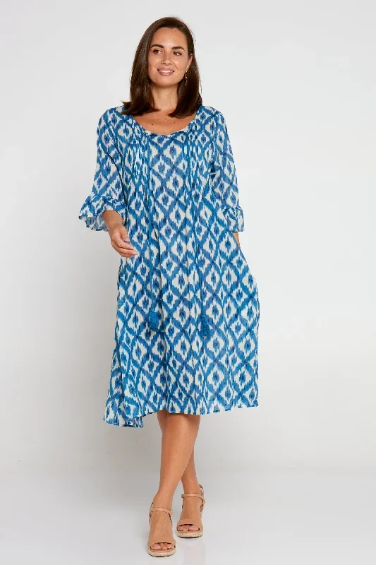 bethany-cotton-dress-blue-ikat-print