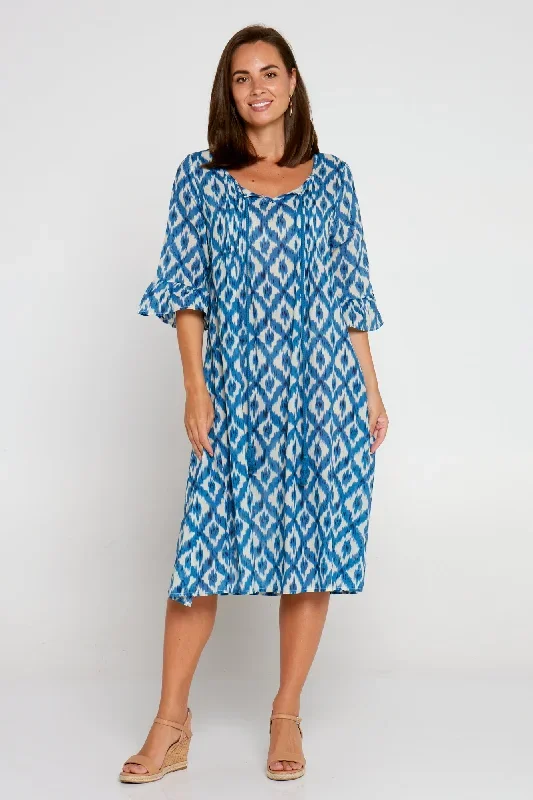 bethany-cotton-dress-blue-ikat-print