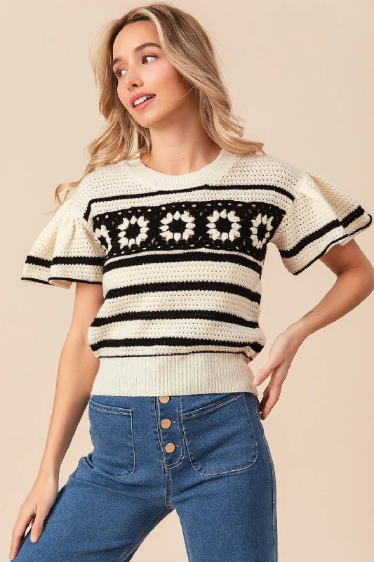 bibi-granny-square-short-sleeve-striped-sweater