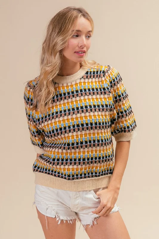 bibi-multi-color-half-sleeve-sweater