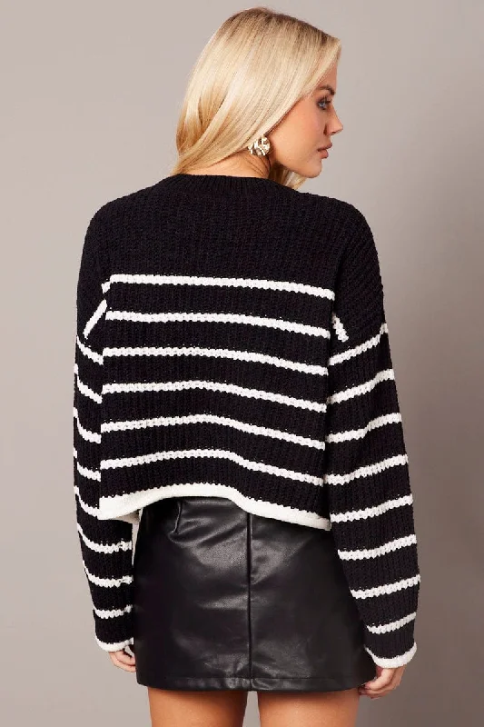 black-stripe-knit-top-long-sleeve-chenille-kn2205h-45r-1