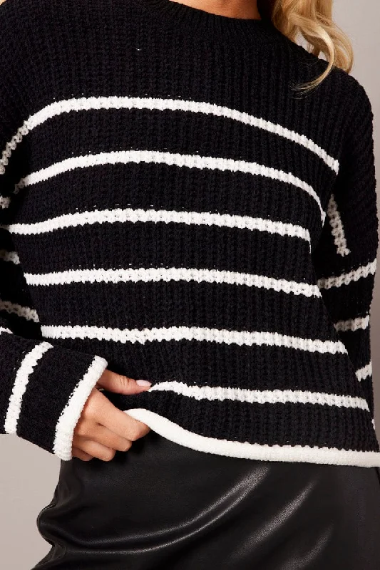 black-stripe-knit-top-long-sleeve-chenille-kn2205h-45r-1