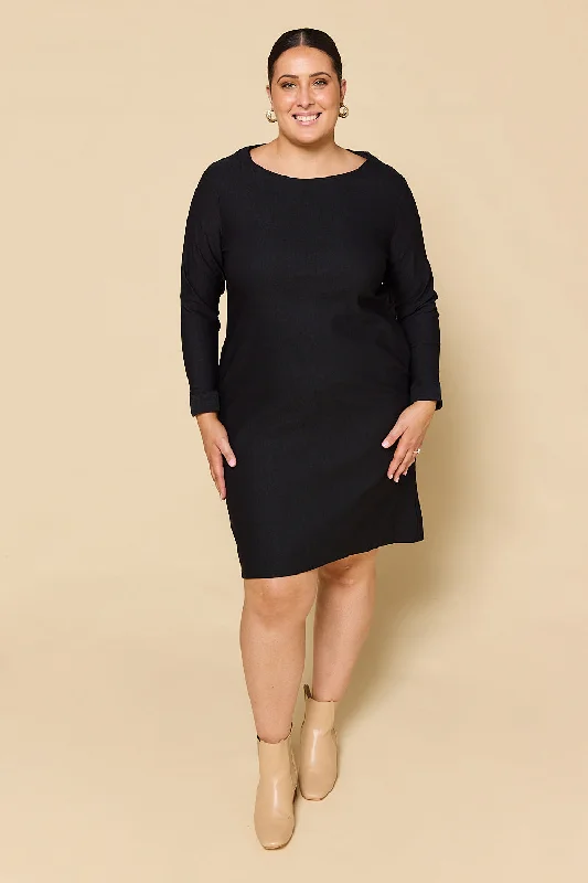 boatneck-ponte-long-sleeve-dress-in-black