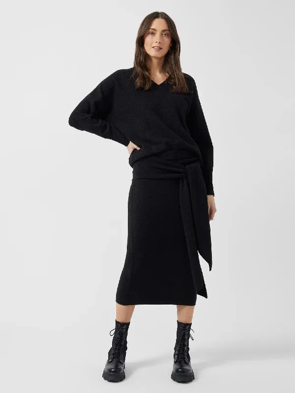 Carice Knit Belted Midi Skirt