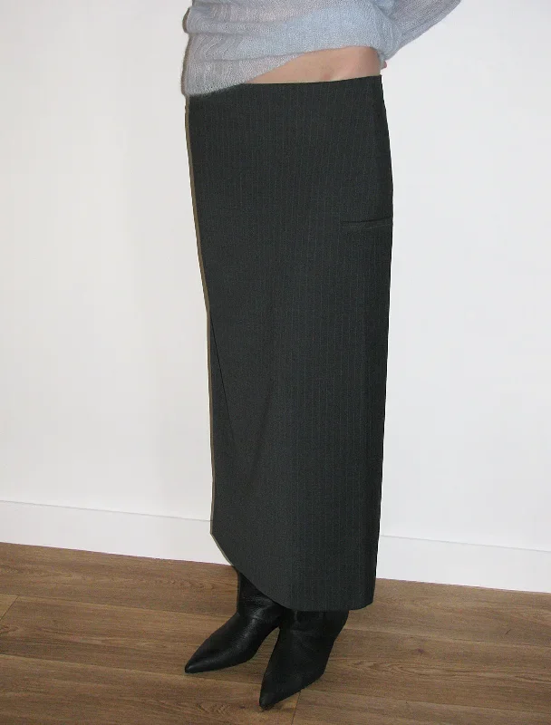 chef-prinstripe-low-rise-long-skirt-side-pocket