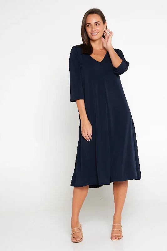 Christobel Sleeved Dress - Navy