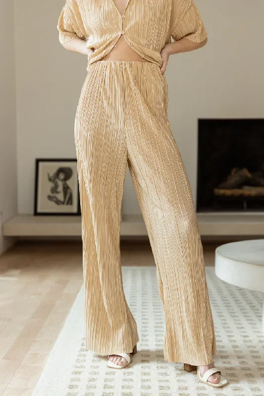 Clara Ribbed Pants in Champagne - FINAL SALE