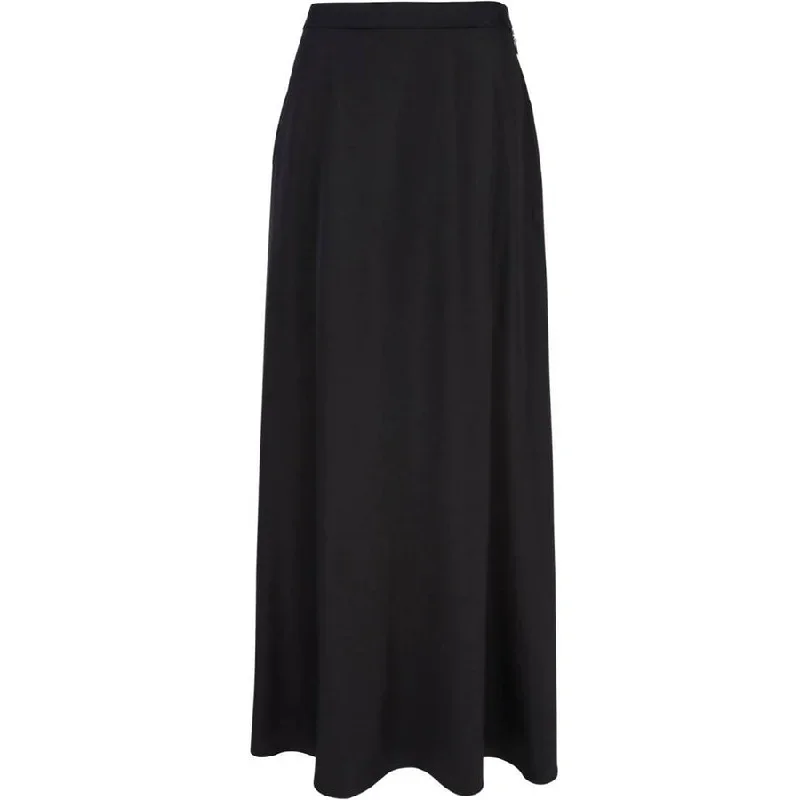 SATIN SILK MIDI-SKIRT "CLEA" IN BLACK