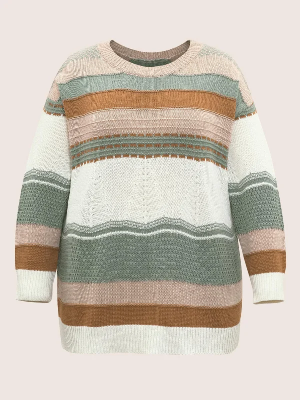 colorblock-contrast-textured-knit-pullover