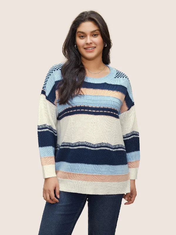 colorblock-contrast-textured-knit-pullover