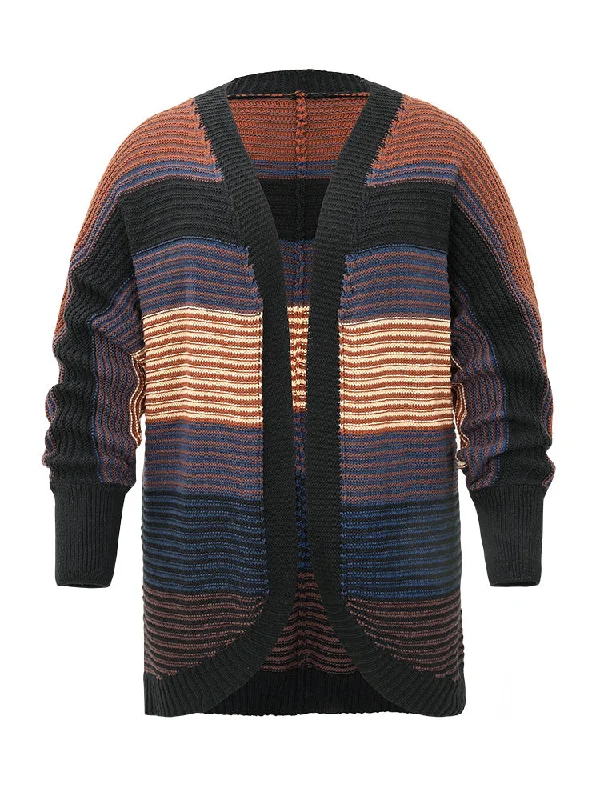 colorblock-heather-texture-curved-hem-cardigan