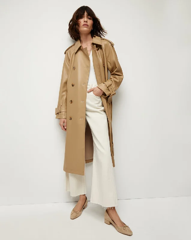 Conneley Vegan Leather Dickey Trench Coat