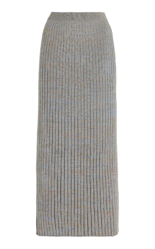 Conti Knit Skirt in Light Blue Melange Cashmere