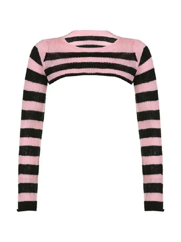 contrast-color-stripe-ultra-short-long-sleeve-knit