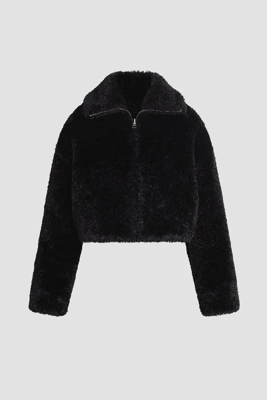 Cropped Plush Teddy Fur Jacket