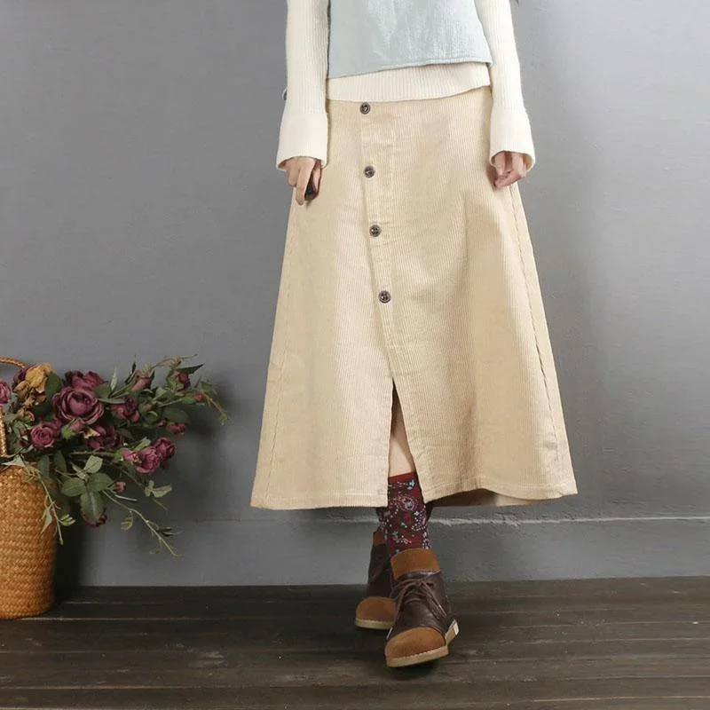 diy-a-line-skirts-cotton-clothes-neckline-khaki-skirt