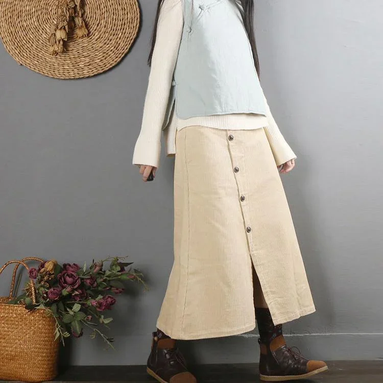 diy-a-line-skirts-cotton-clothes-neckline-khaki-skirt