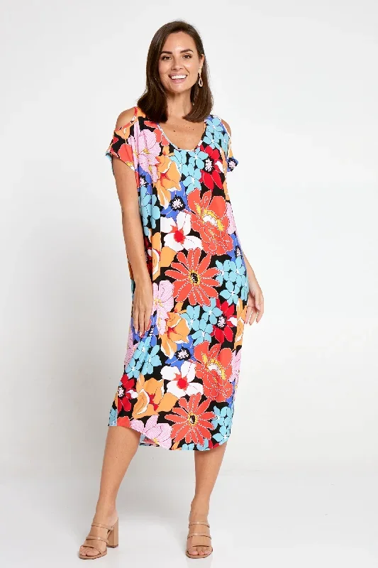 Elisa Cold Shoulder Dress - Bouquet Bloom