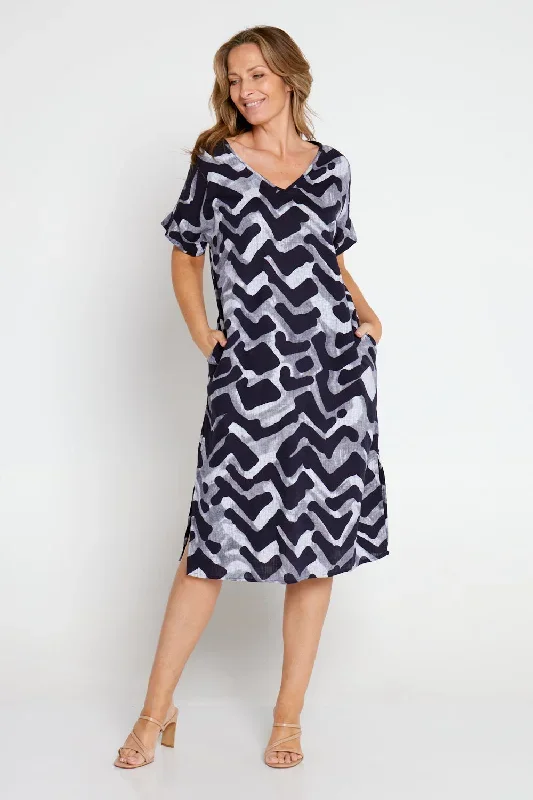 Esiteri Linen Dress - Navy