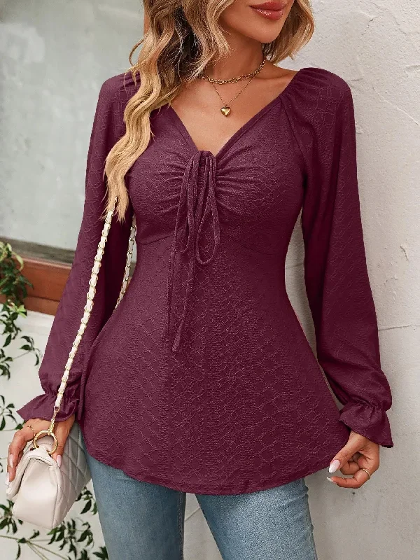 fashion-a-line-women-blouse-sexy-v-neck-drawstring-waist-long-sleeve-t-shirt-lady-elegant-spring-autumn-tops