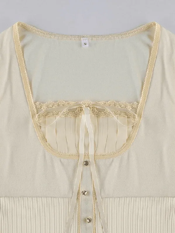 fleece-bow-neck-ribbed-lace-blouse