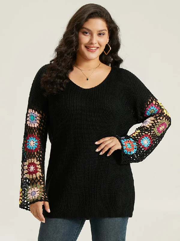 Floral Embroidered Hollow Out Pullover