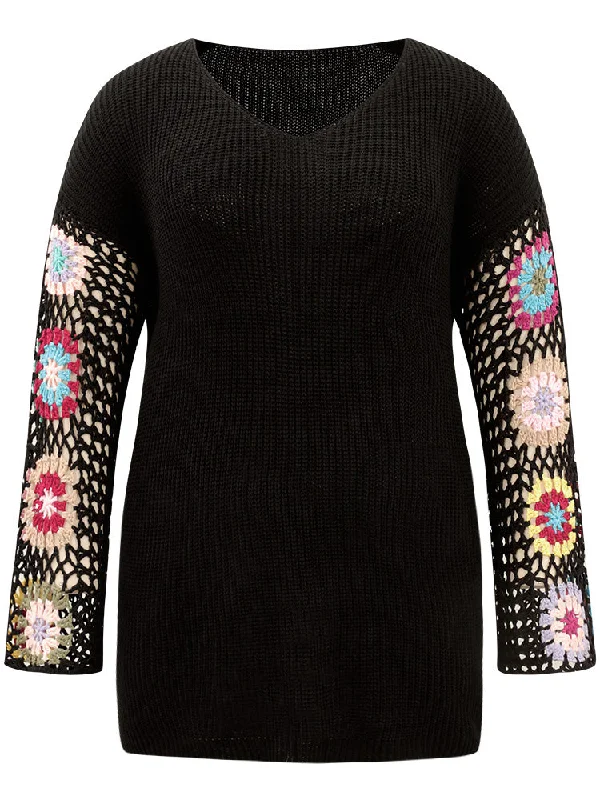 floral-embroidered-hollow-out-pullover