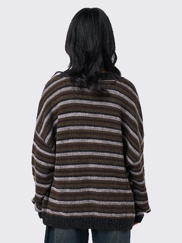 gilmore-brown-striped-knit-cardigan