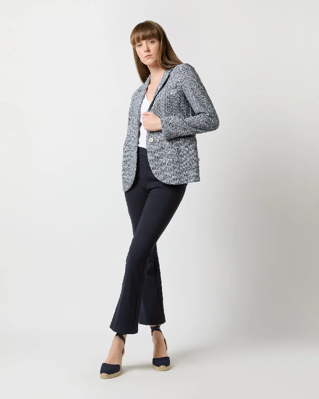 Stand-Up Collar Blazer in White/Blue