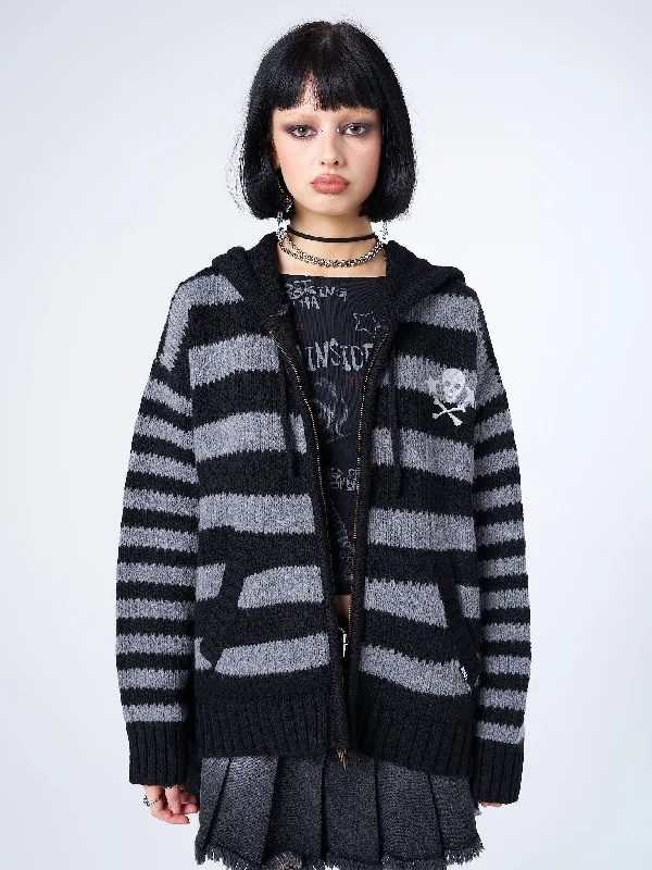 Hazardous Oversized Knitted Zip-Up Hoodie