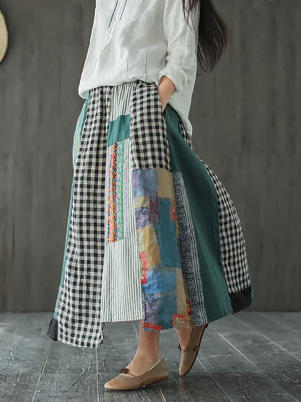 irregular-print-stitching-casual-linen-a-line-skirt